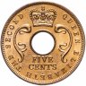 Купить Британская Восточная Африка 5 центов (cents) 1957