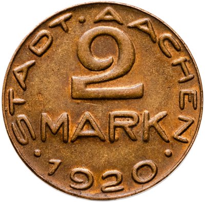 купить Германия (Аахен, Рейнская провинция) 2 марки 1920 нотгельд "Альфред Ретель"