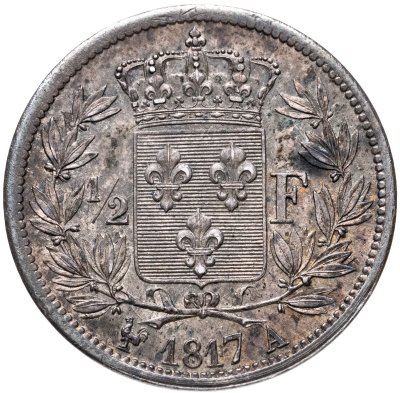 купить Франция 1\2 франка 1817, знак монетного двора: "A" - Париж