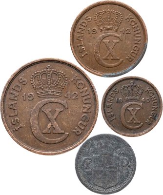 купить Исландия набор монет 1-10 эйре 1940-1942 (4 шт.)