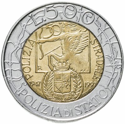 купить Италия 500 лир (lire) 1997 "50 лет дорожной полиции"