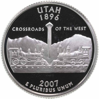 купить США 25 центов (квотер, 1/4 доллара, quarter dollar) 2007 "Квотер штата Юта (Utah)", знак монетного двора "S" - Сан-Франциско