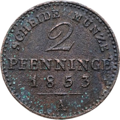 купить Пруссия 2 пфеннига 1853