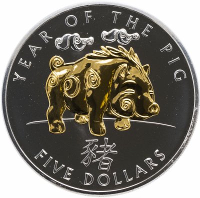 купить Соломоновы острова 5 долларов 2007 "Год свиньи"