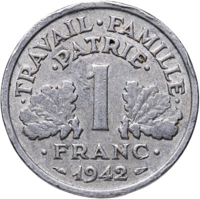 купить Франция 1 франк (franc) 1942