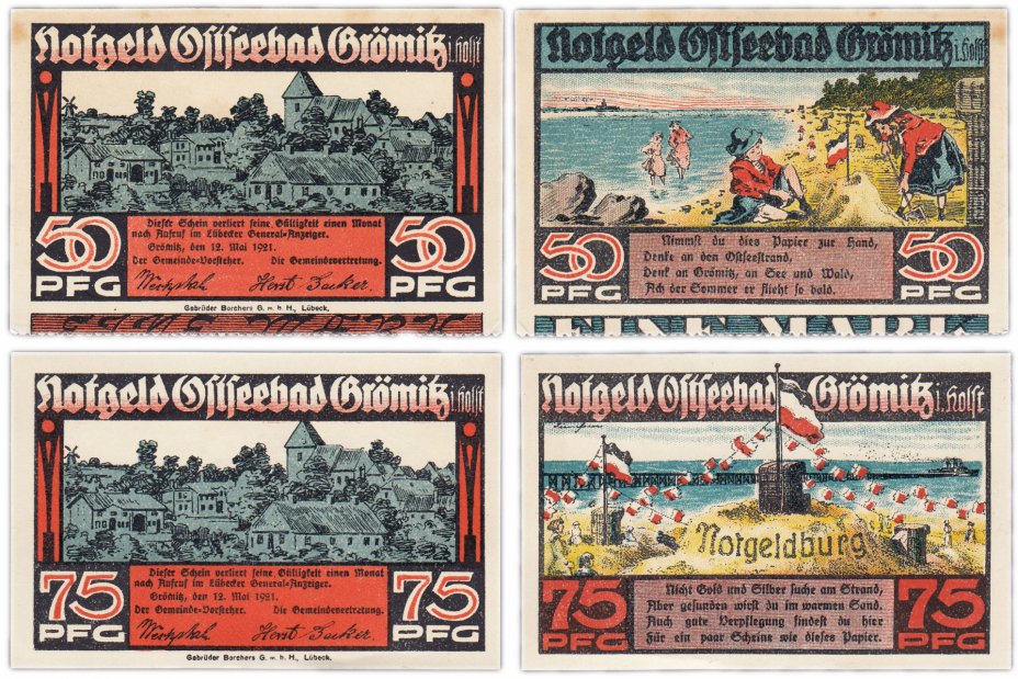 купить Германия (Шлезвиг-Гольштейн: Грёмиц) набор из 2-х нотгельдов 1921