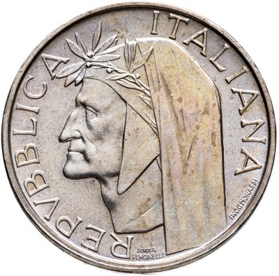 купить Италия 500 лир (lire) 1965 700 лет со дня рождения Данте Алигьери