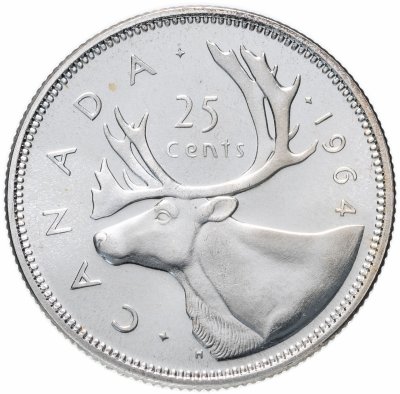 купить Канада 25 центов (cents) 1964
