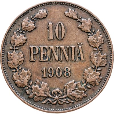 купить 10 пенни (pennia) 1908 Российская Финляндия