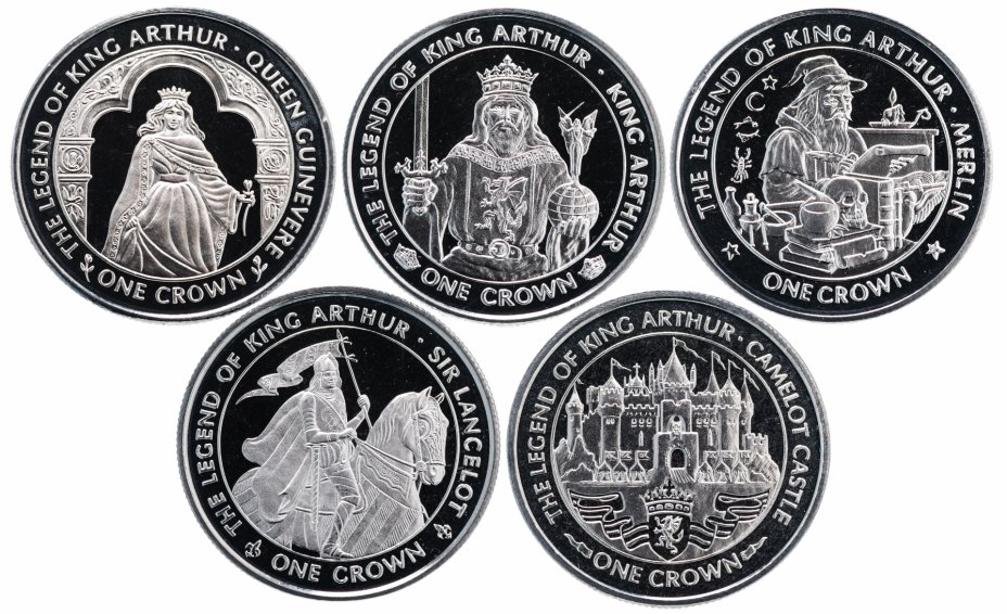 купить Остров Мэн набор монет 1 крона  1996 (5 штук) "Король Артур"