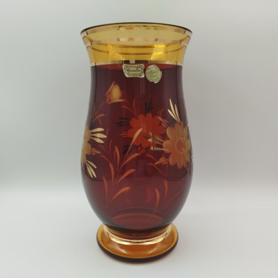 купить Ваза, украшенная цветочным декором, стекло, резьба, золочение, Egermann, Чехия, 1991-2000 гг.