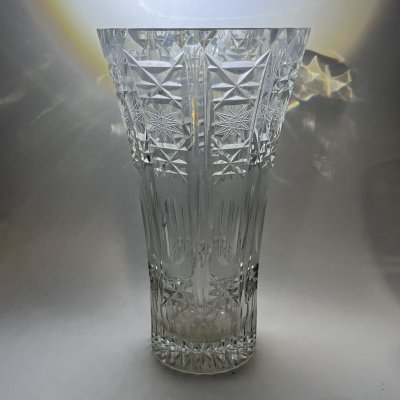 купить Ваза для цветов с резным геометрическим декором, хрусталь, алмазная грань, СССР, 1970-1990 гг.