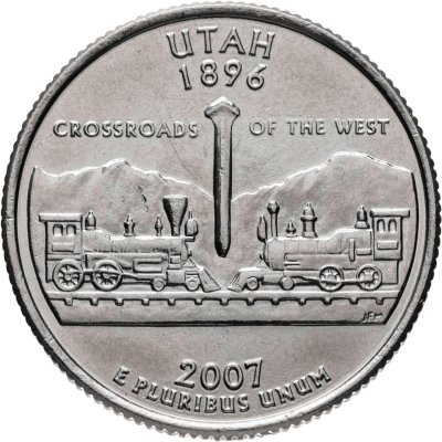 купить США 25 центов (квотер, 1/4 доллара, quarter dollar) 2007 "Юта (Utah)", знак монетного двора "D" - Денвер