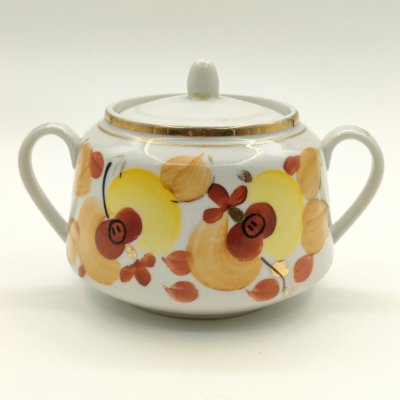 купить Сахарница с растительным декором, фарфор, роспись, золочение, Городницкий фарфоровый завод, Россия, 1970-2000 гг.