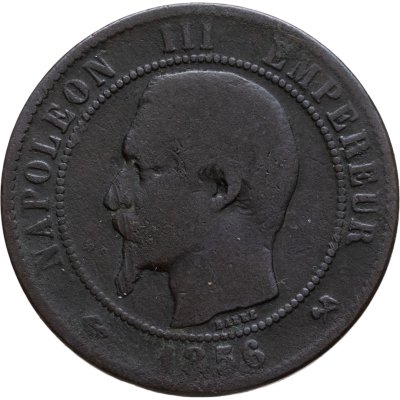 купить Франция 10 сантимов (centimes) 1856 B знак монетного двора: "B" - Руан