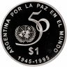 Купить Аргентина 1 песо (peso) 1995 "50 лет ООН"