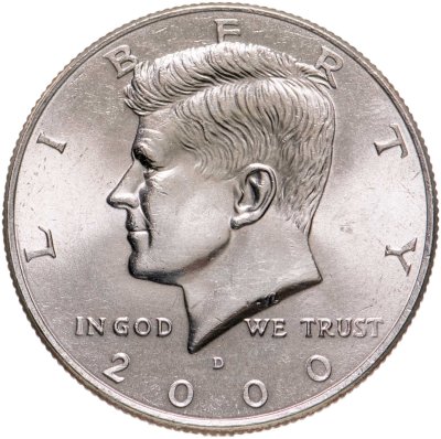 купить США 50 центов (1/2 доллара, half dollar) 2000 D Kennedy Half Dollar (Кеннеди) знак монетного двора "D" - Денвер