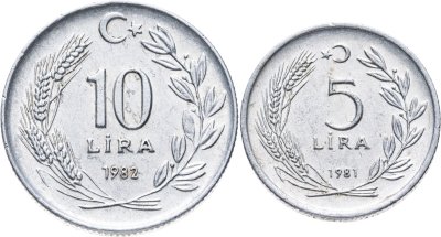 купить Турция набор из 2 монет 5 и 10 лир 1981-1982