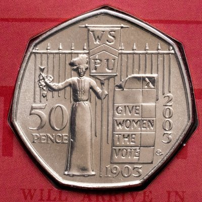купить Великобритания 50 пенсов (pence) 2003 "100 лет женскому социально-политическому союзу (WSPU)" в буклете