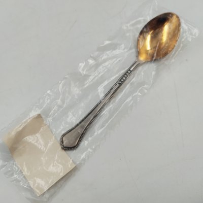 купить Ложка кофейная в оригинальном пакете с этикеткой, Таллинский опытный завод научного приборостроения "Дельта", мельхиор (медь-никель), золочение, СССР, 1979 г.