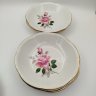 Купить Набор из 8-ми обеденных (суповых) тарелок, украшенных изображением роз, фарфор, деколь, золочение, Франция, 1960-1990 гг.