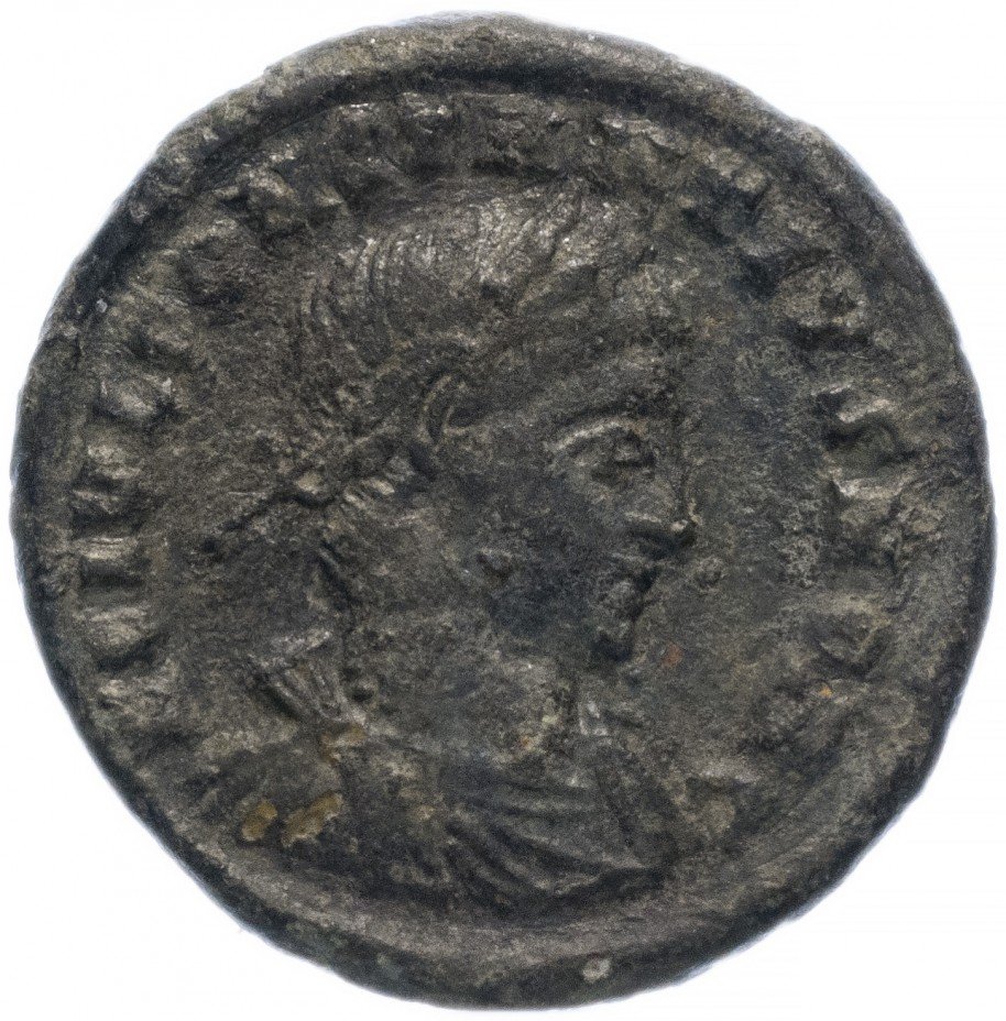 купить Римская Империя Констанций II 324–361 гг фоллис (реверс: два воина стоят лицом друг к другу, между ними два штандарта)