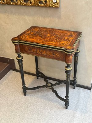 купить Столик ломберный с маркетри, дерево, инкрустация, сукно, металл, Западная Европа, 1880-1910 гг.
