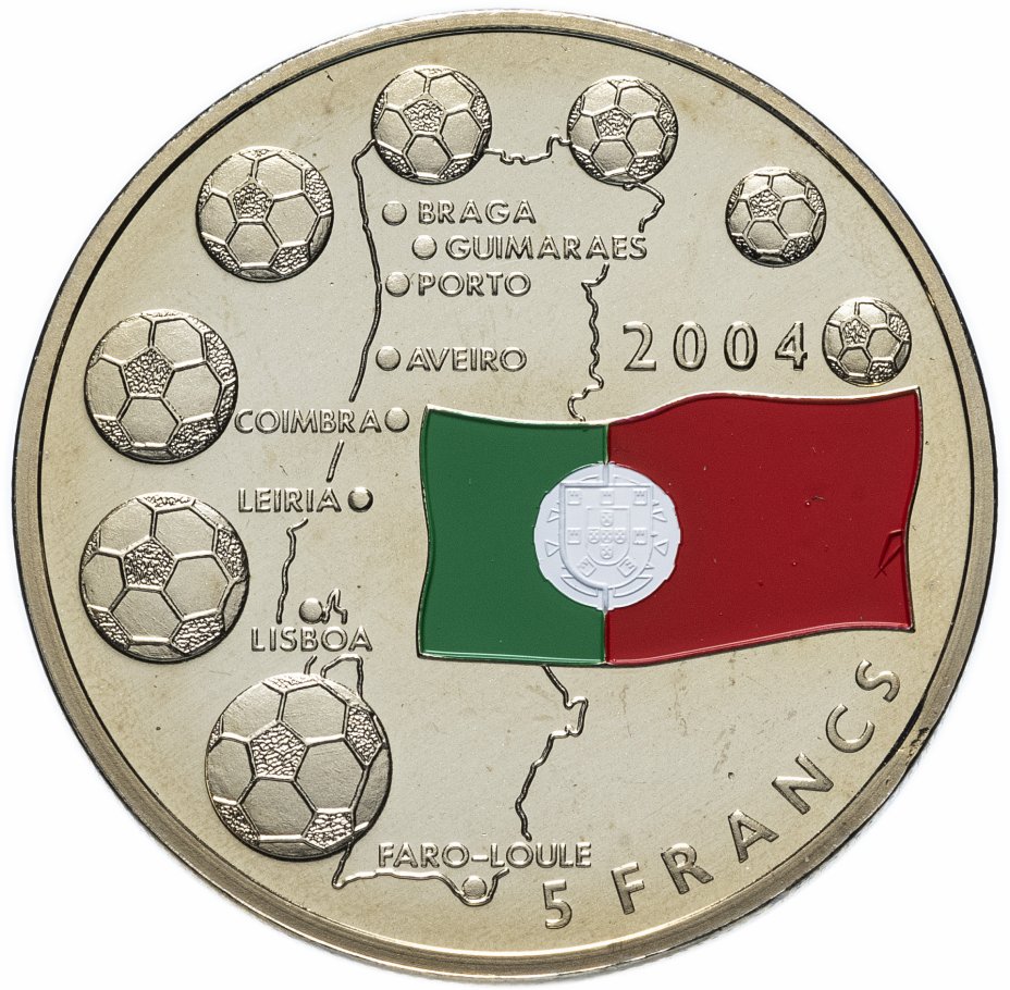 купить Конго 5 франков 2003 Чемпионат Европы по футболу в Португалии