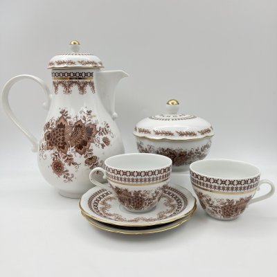 купить Сервиз кофейный на 2 персоны, украшенный цветочным декором (6 предметов), фарфор, деколь, золочение, Kahla, Германия, 1968-1991 гг.