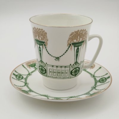 купить Пара кофейная "Летний сад", форма "Майская", автор формы Э.М. Криммер, фарфор, деколь, золочение, Ленинградский фарфоровый завод (ЛФЗ), СССР, 1970-1992 гг.