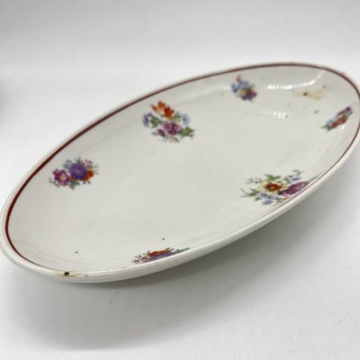 купить Селедочница с цветочным декором, фаянс, деколь, Дулевский фарфоровый завод (Дулёво), СССР, 1954 г.