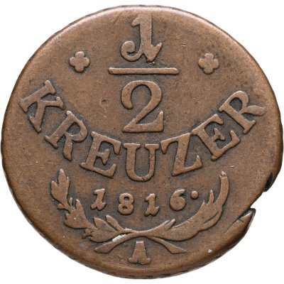 купить Австрия 1/2 крейцера (kreuzer) 1816 A знак монетного двора "A" - Вена