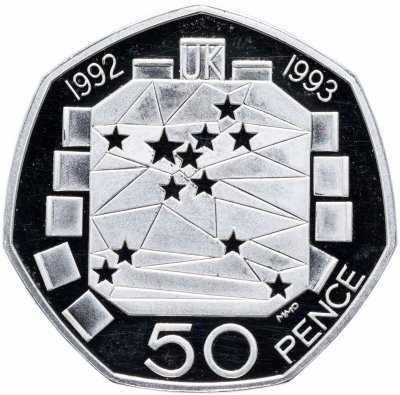 купить Великобритания 50 пенсов 1992-1993 Proof пьедфорт в капсуле и футляре с сертификатом