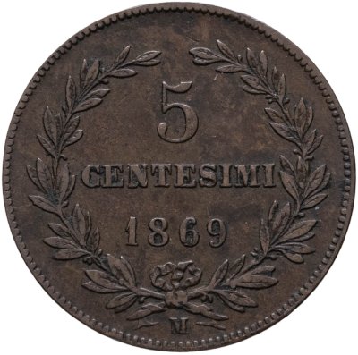 купить Сан-Марино 5 чентезимо (centesimi) 1869