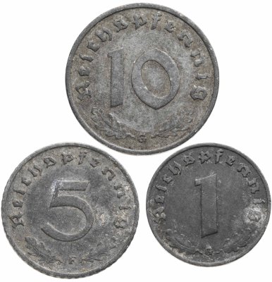купить Германия набор 1,5,10 рейхспфеннигов 1941, случайный двор