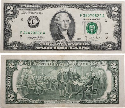 купить США 2 доллара 1995 (Pick 497) F- Атланта "FW" (Fort Worth)