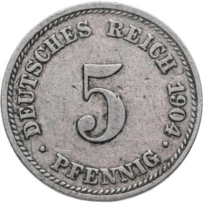 купить Германия 5 пфеннигов (pfennig) 1904 D знак монетного двора: "D" - Мюнхен