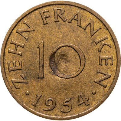 купить Саар 10 франков (francs) 1954