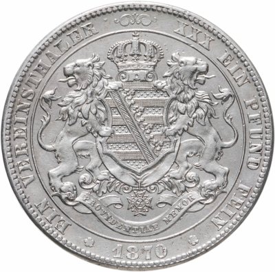 купить Саксония 1 союзный талер 1870 Герб со львами на реверсе