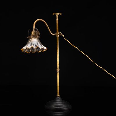 купить Лампа настольная переносная, чугун, латунь, пластик, стекло, Россия, 1900-1930 гг.