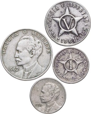купить Куба набор и 4 монет 1, 5, 20 сентаво (centavo) 1916-1962