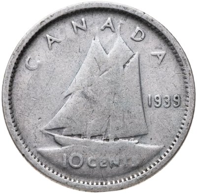 купить Канада 10 центов (cents) 1939