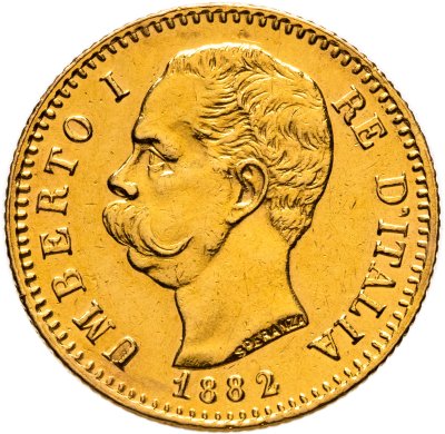 купить Италия 20 лир (lire) 1882 года с портретом правителя Короля Умберто I