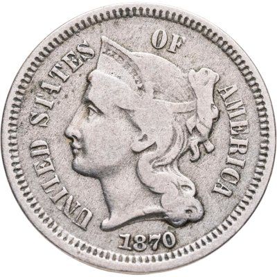 купить США 3 цента (cents) 1870 "Three Cent Nickel"