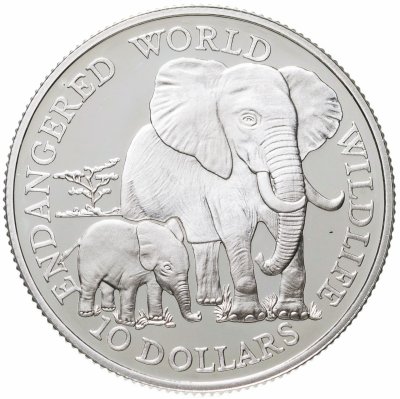 Купить Острова Кука 10 долларов (dollars) 1990 Вымирающие виды - Слон