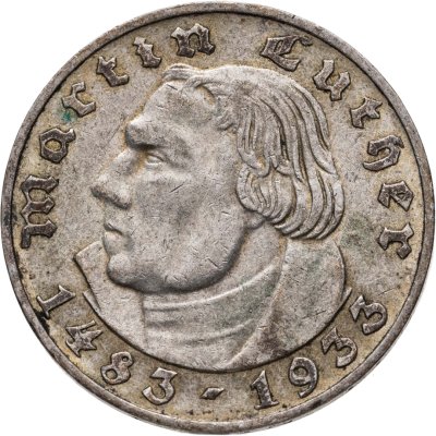 купить Германия (Третий рейх) 2 рейхсмарки (reichsmark) 1933 A 450 лет со дня рождения Мартина Лютера