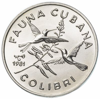 купить Куба 1 песо (peso) 1981 "Фауна Кубы - Кубинский изумрудный колибри"