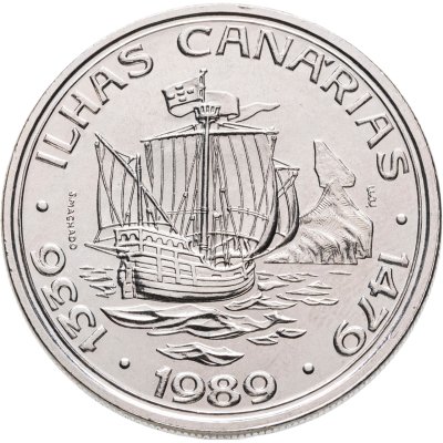 купить Португалия 100 эскудо (escudos) 1989 "Золотой век открытий - Открытие Канарских островов"