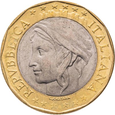 купить Италия 1000 лир 1997 "Карта с объединенной Германией"