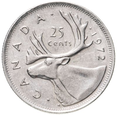 купить Канада 25 центов (квотер, cents) 1972